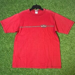 Vintage‎ Unionbay T-Shirt Red Stripe Graphic L Made In El Salvador Y2K Skate